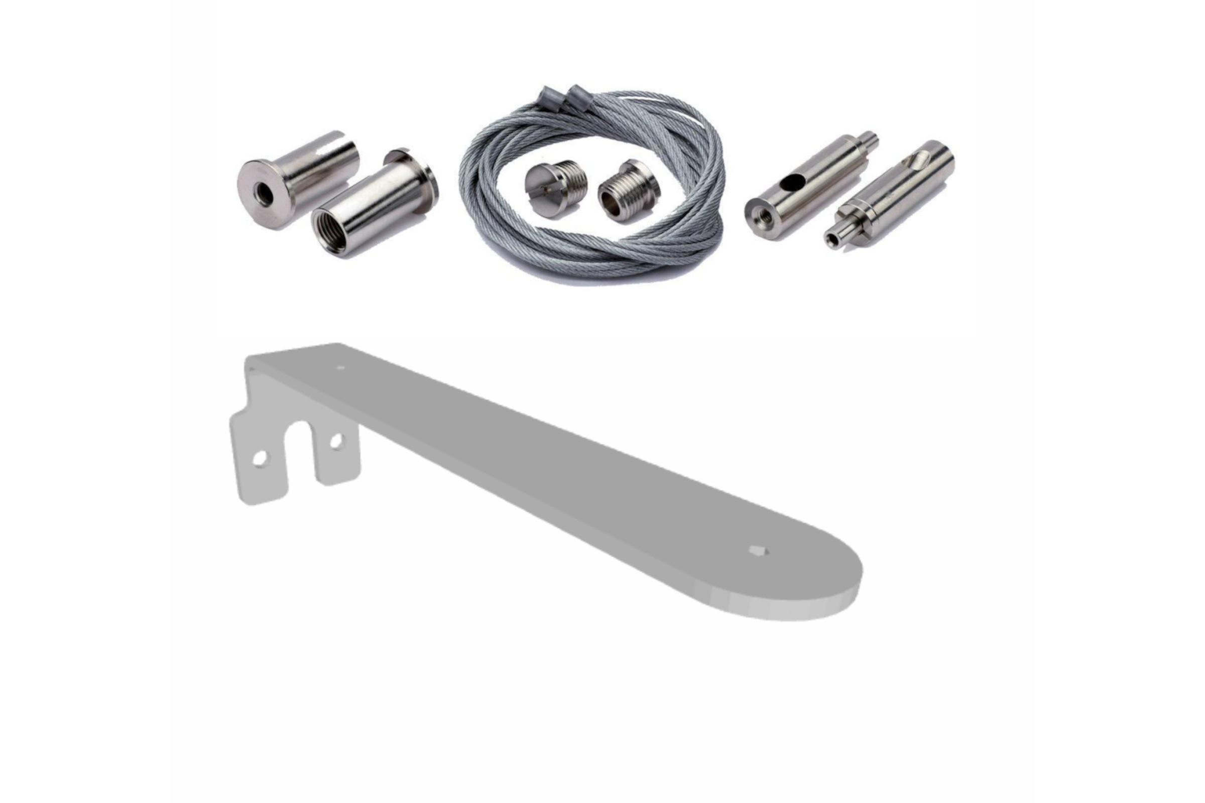 Aufhängeset mit Stahlseil, Endstücken und Halter